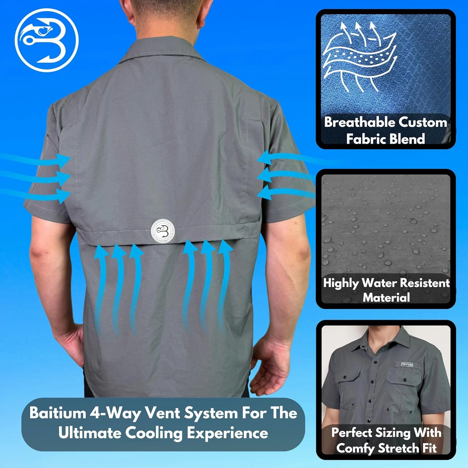 Men's UV UPF 50  Sun Protection Short Sleeve Shirt, Fishing Shirts for Men, Poncho Shirts for Men, Button Up Shirts for Men