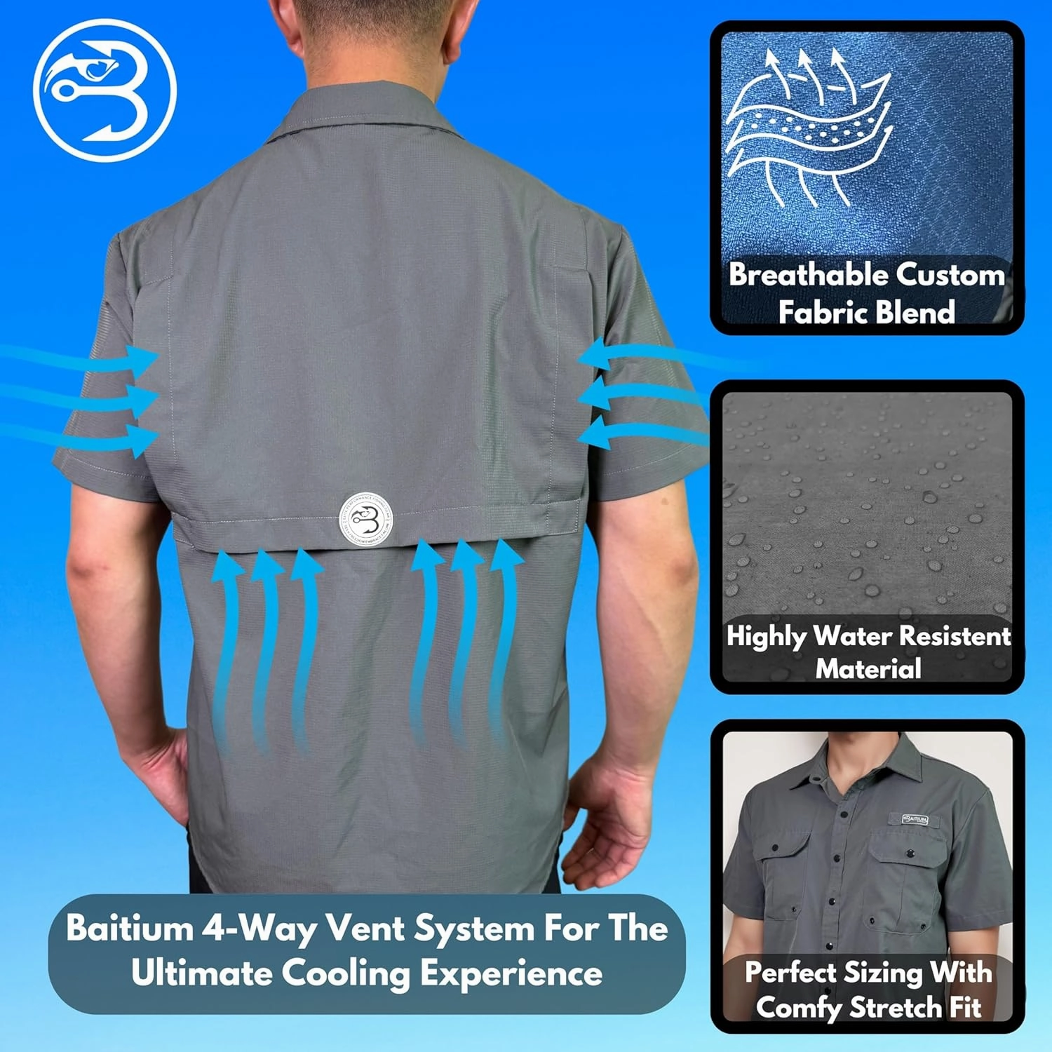 Men's UV UPF 50  Sun Protection Short Sleeve Shirt, Fishing Shirts for Men, Poncho Shirts for Men, Button Up Shirts for Men