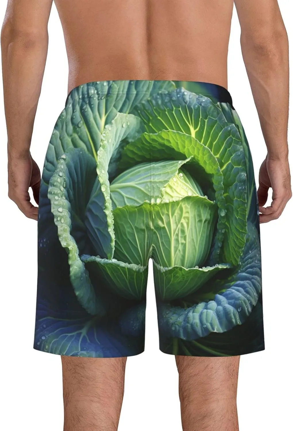 Men's Hawaiian Beach Shorts Cool Quick Dry Swim Trunks Summer Board Shorts Bright Cabbage Bathing Suit