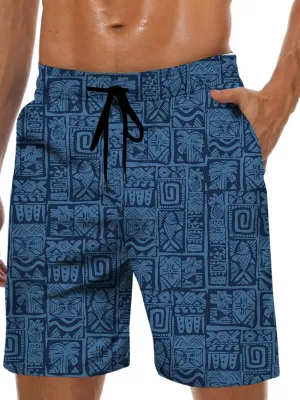 Men's Swim Trunks Hawaiian Bathing Mesh Lining Suit Swimsuits Beach Shorts with Pockets
