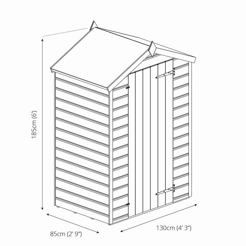 Mercia 4 x 3 Overlap Apex Shed - Windowless