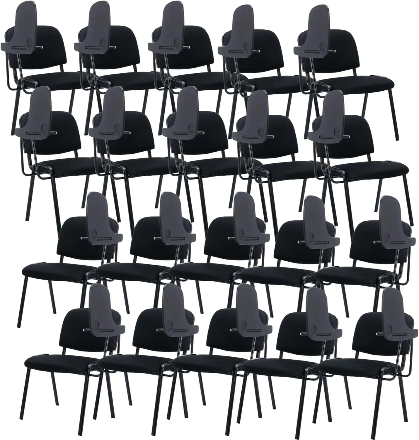 Mesh Stackable Chairs Set of 20 with Tablet Arm, Black Classroom Chair for Student, Office Waiting Room Chairs for Conference Room, Training, Meeting & Reception, Church