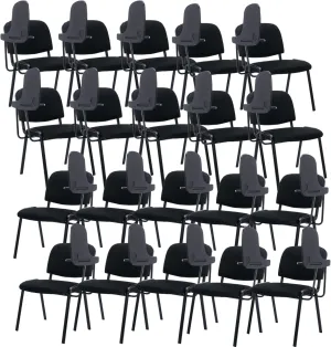 Mesh Stackable Chairs Set of 20 with Tablet Arm, Black Classroom Chair for Student, Office Waiting Room Chairs for Conference Room, Training, Meeting & Reception, Church