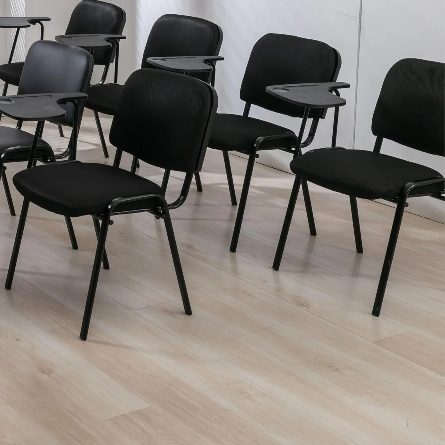 Mesh Stackable Chairs Set of 20 with Tablet Arm, Black Classroom Chair for Student, Office Waiting Room Chairs for Conference Room, Training, Meeting & Reception, Church