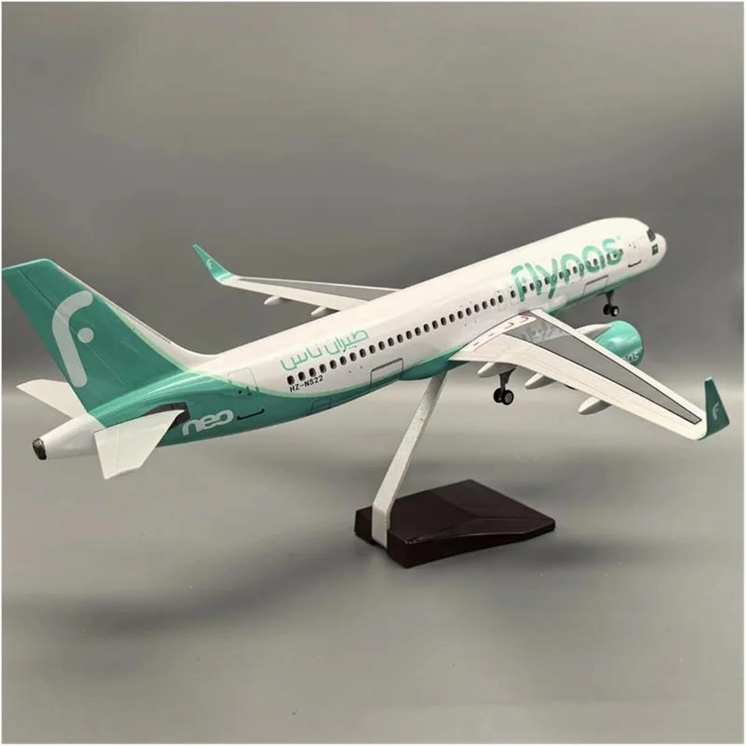 Metal Aircraft Model 1 80 47cm for Airplane Saudi NAS A320neo Model DieCast Resin Aircraft Collection with LED Light Display Aviation Enthusiasts(No Light)