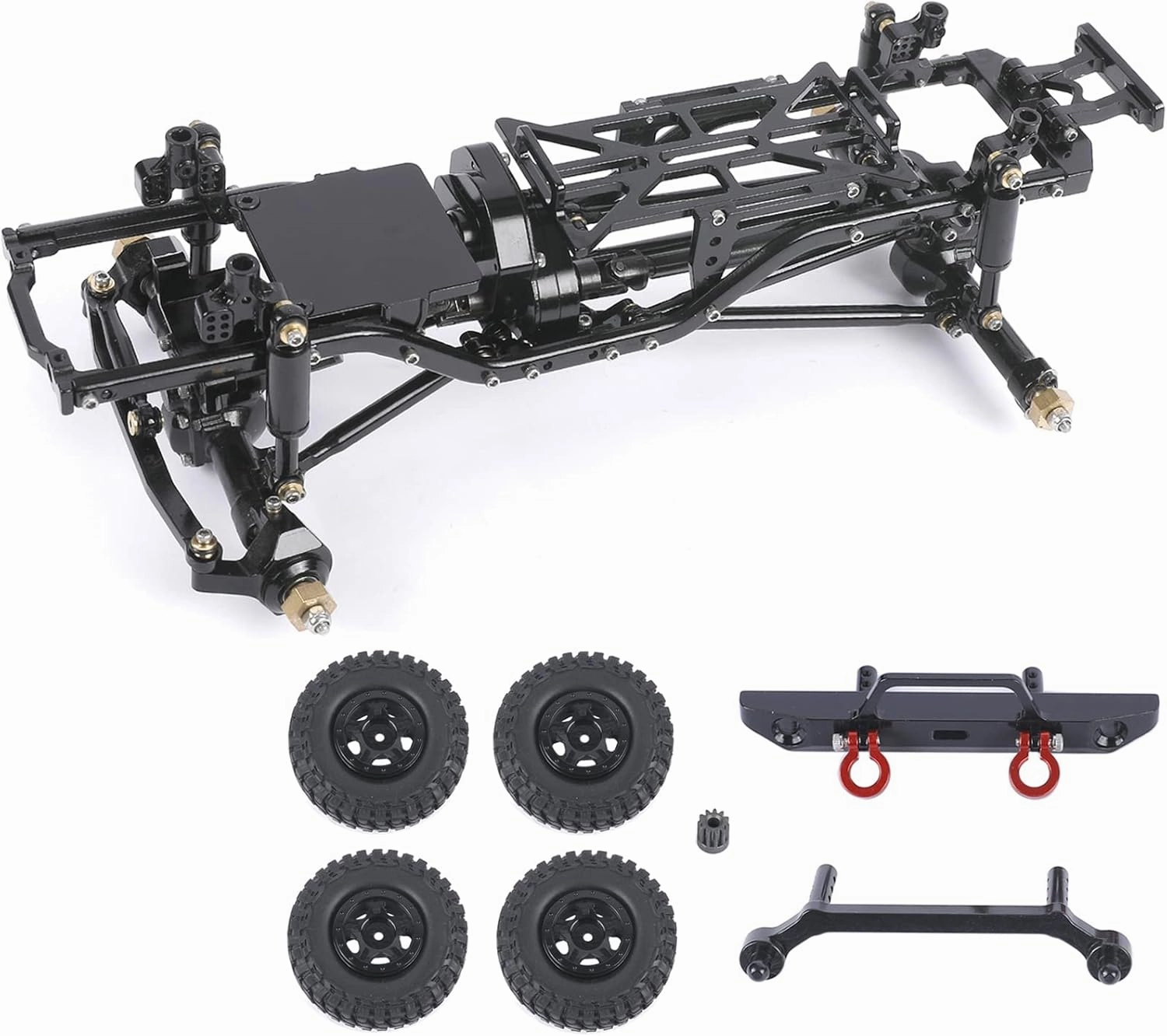 Metal Chassis Frame Assembled Kit for Axial SCX24 Deadbolt AXI90081 1/24 RC Crawler Car Upgrades (Black)