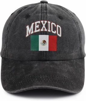 Mexico Flag Hat for Men Women, Print Adjustable Cotton Mexican Patriotic Baseball Cap