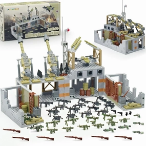 Military Base Building Toy Set Assemble to Different War Scenes, Gun Weapon Pack Accessories Kits for Army Minifigure Battle Building Game Gift for Kids 6-12 Years (710pcs)