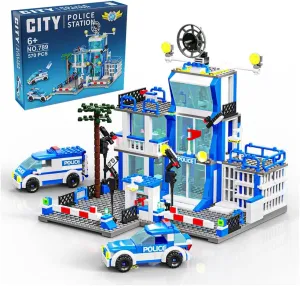 MindBox City Police Station Building Sets, 570pcs City Police Sets Toy Building Bricks Kit for Boys 6-12