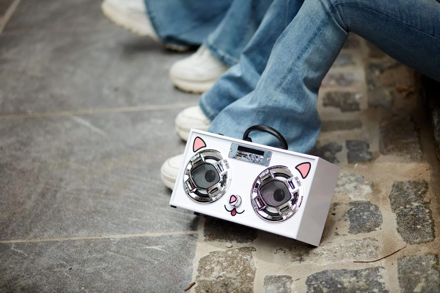 Mini Boombox with LED Speakers – Retro Bluetooth Speaker w/Enhanced FM Radio - Perfect for Home and Outdoor (Retro)