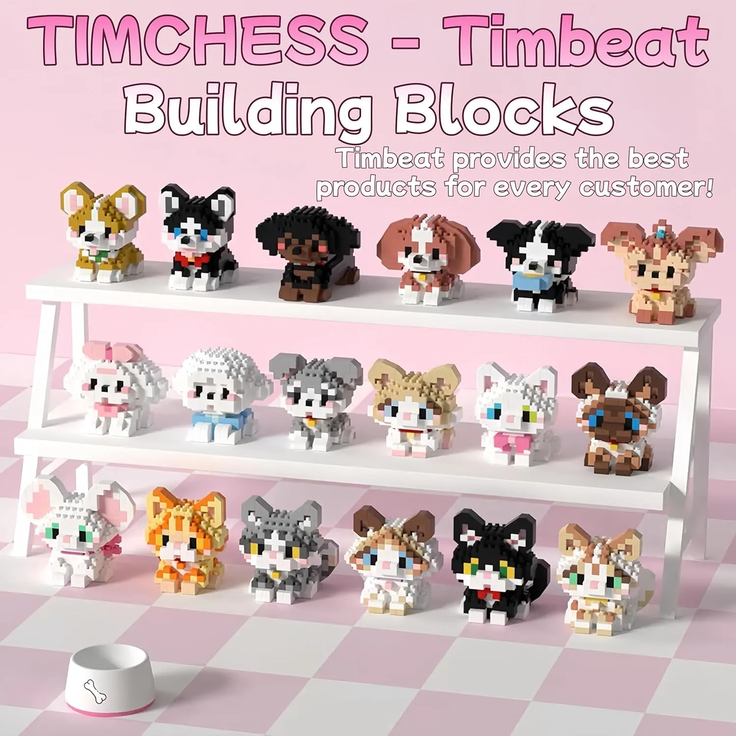 Mini Cat Building Block Sets, 9 Style Cute Cat Building Blocks Miniature Cat Figurine Toys for Kids Birthday Party Favors Christmas Stocking Stuffers (Cat Building Block)