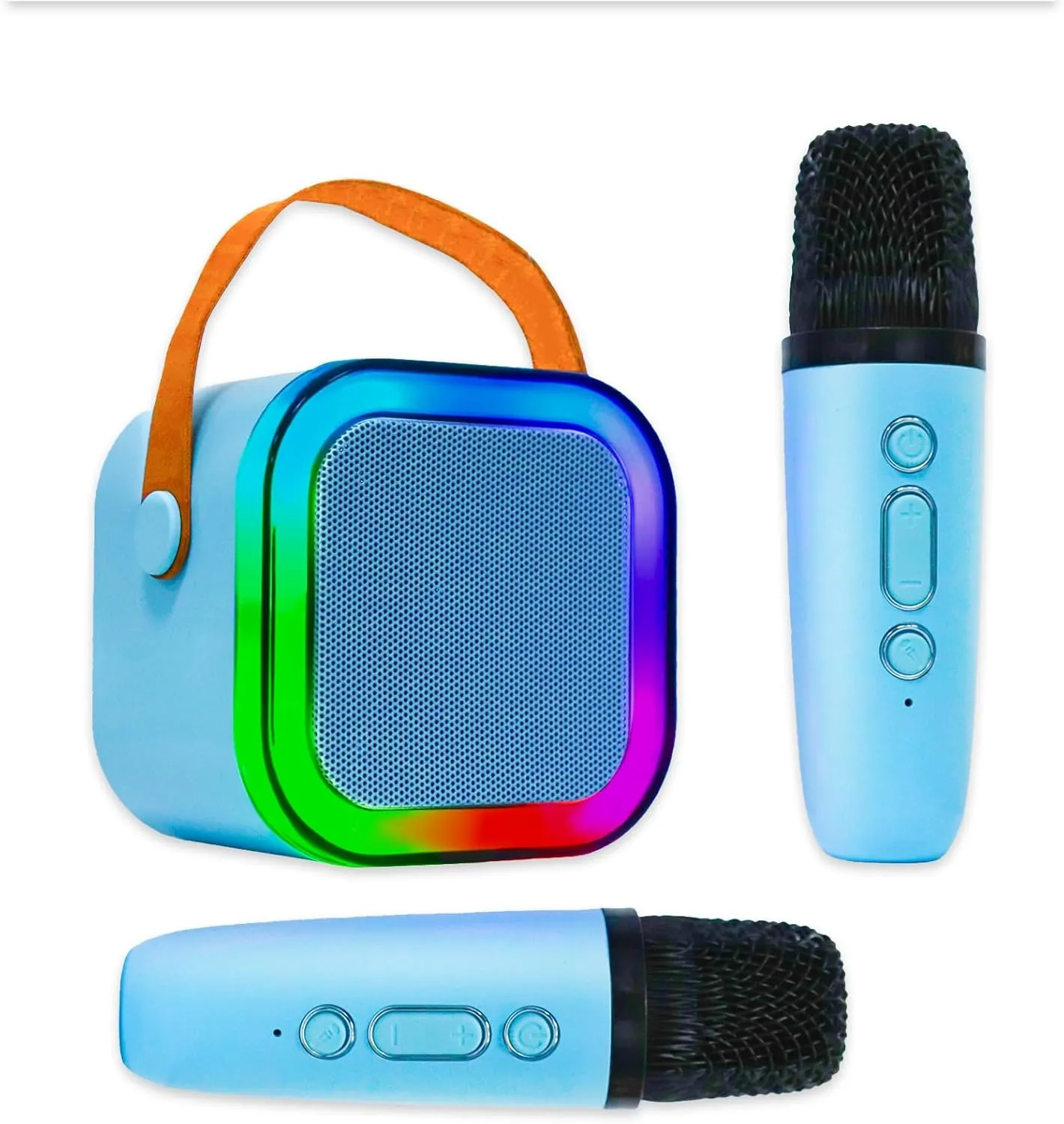 Mini Karaoke Machine for Kids, Portable Bluetooth Karaoke Speaker- 2 Wireless Microphones, Girls Birthday Party Toys Gifts for Ages 4, 5, 6, 7, 8, 9, 10, 12   Years Old - Blue