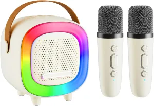 Mini Karaoke Machine Speaker for Kids Adults, Portable Bluetooth with 1 or 2 Wireless Microphones, Children's Day Birthday Gift Ideas for Toys for Teens Boys and Girls Aged 4, 5, 6, 7, 8, 9, 10, 12 