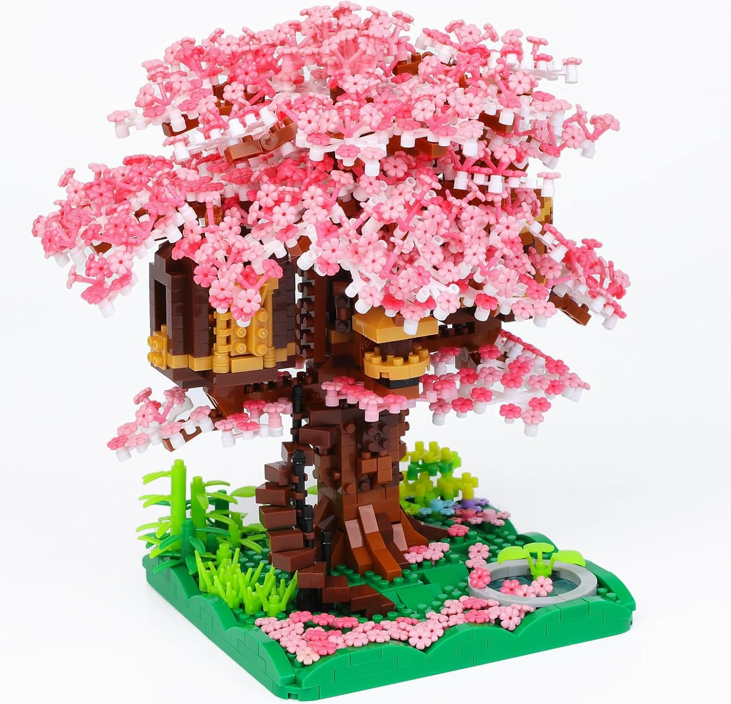 Mini Cherry Blossom Treehouse Bonsai Tree Building Blocks Set, Botanical Collection Building Set for Adults, 14  Teens, Home Decor Accessories (2028 Pcs)