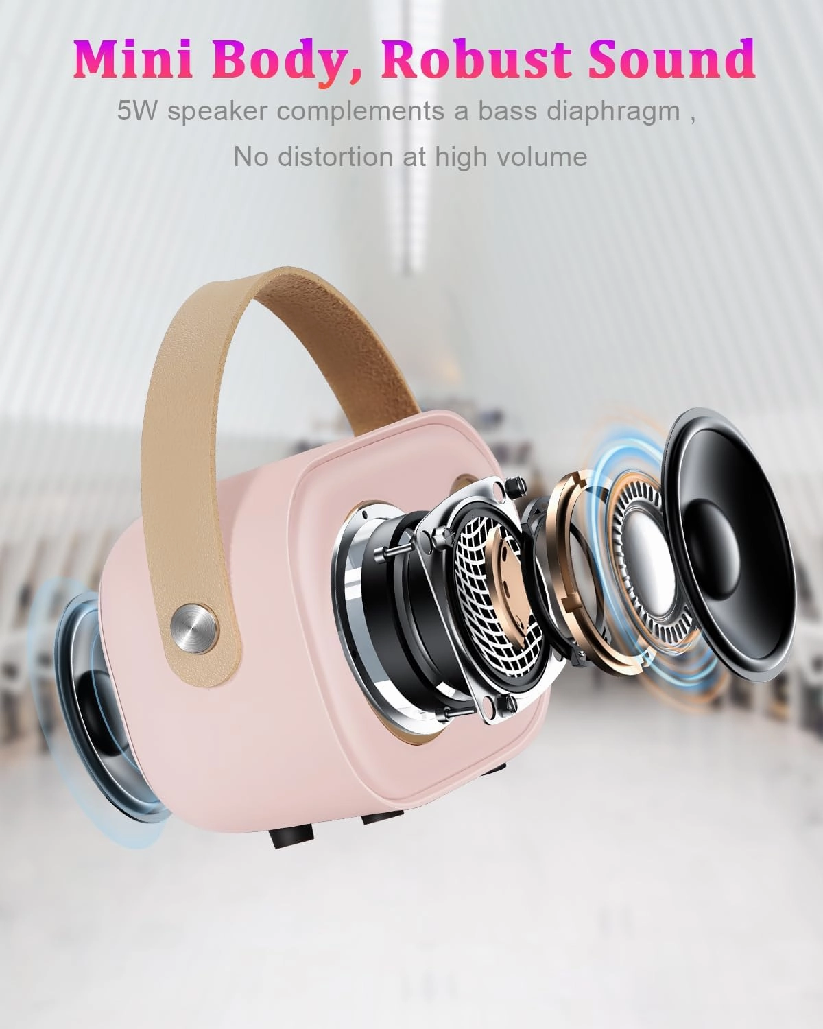 Mini Karaoke Machine for Kids&Adults,Portable Bluetooth Speaker with 2 Wireless Microphones and Stereo Sound Enhanced Bass,Gifts for Girl 6 7 8 9 10 11 12 Years Old (Pink)