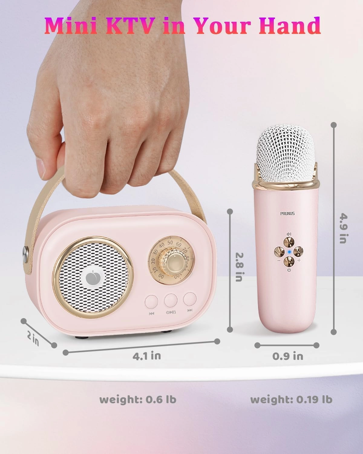 Mini Karaoke Machine for Kids&Adults,Portable Bluetooth Speaker with 2 Wireless Microphones and Stereo Sound Enhanced Bass,Gifts for Girl 6 7 8 9 10 11 12 Years Old (Pink)