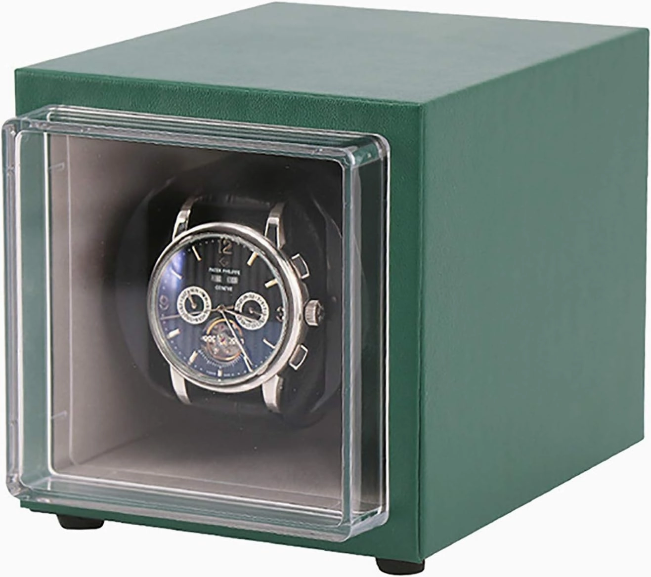 Mini Mechanical Watch Automatic Winding Box Single Watch Winder Dual-Power Watch Shaker Home PU Leather Watch Storage Case Portable Quiet and Well Operated