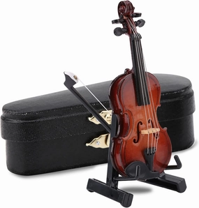 Mini Musical Instrument Model, Mini Wooden Violin Model Dollhouse Accessories for Desk Bedside Table Home Decor