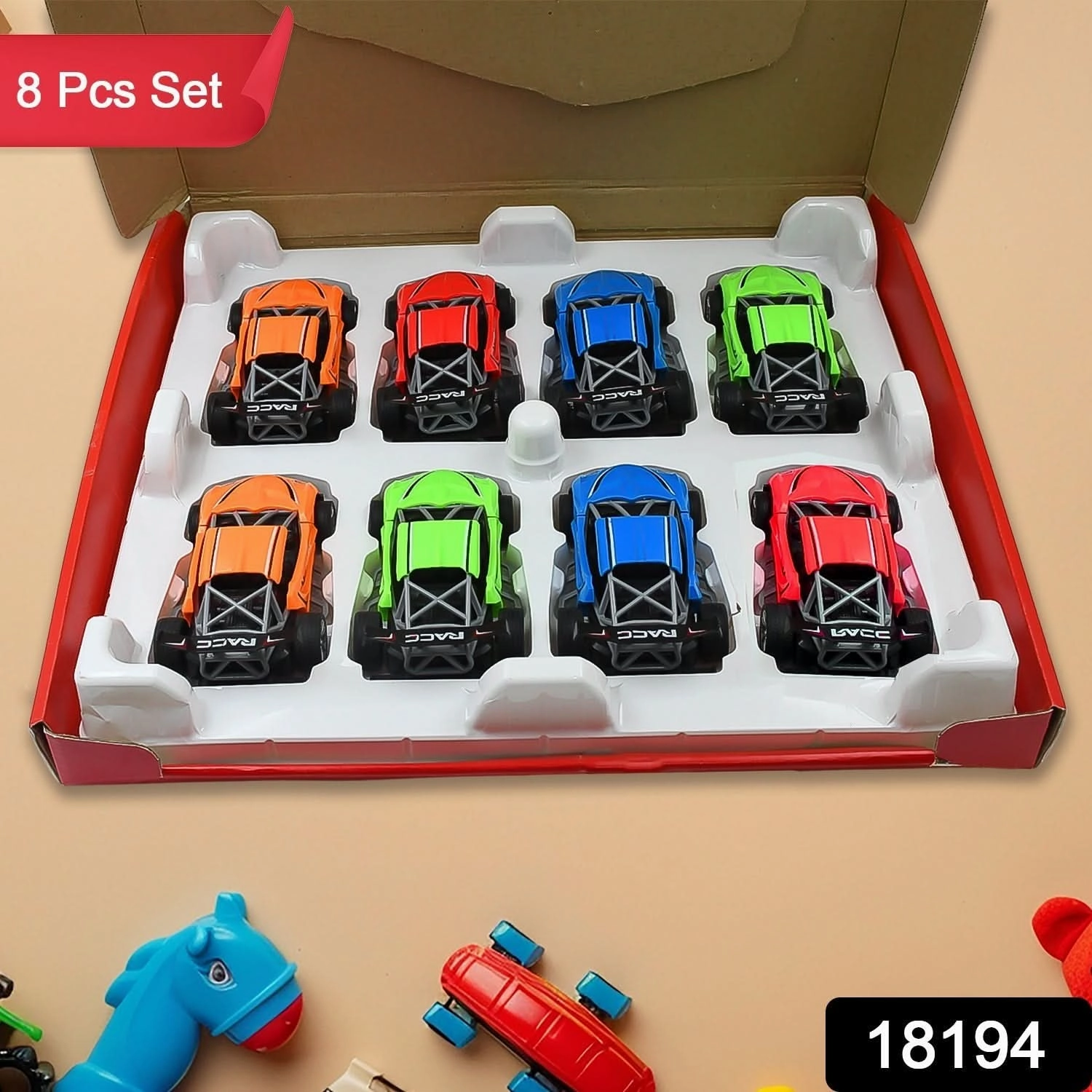 Mini Pull Back Racing Cars – 8 Pcs ABS Plastic Toy Car Set for Kids (Multicolor)
