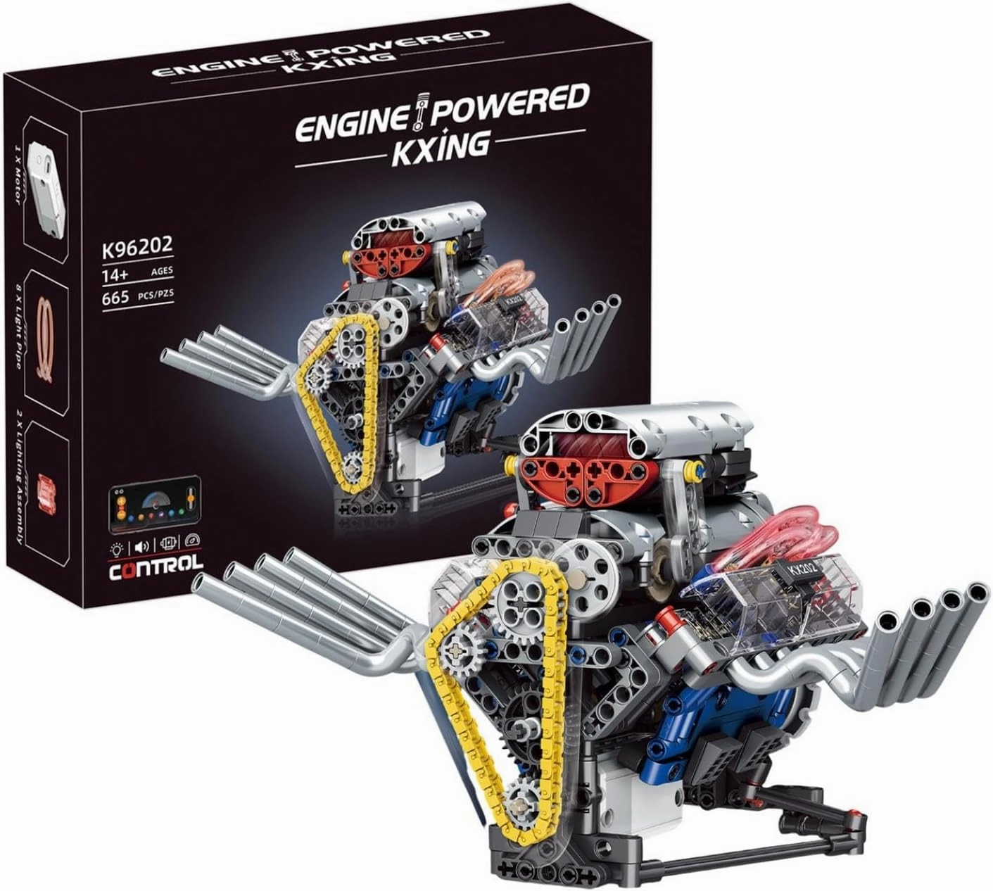 Mini V8 Engine Kits That Runs - V8 Engine Model kit Build Your Own Visible Car Motor, Fully Assemblable V8 Engine Model Toy, Timing Chain and Crankshaft Pulley System for Adults (Multicolor)