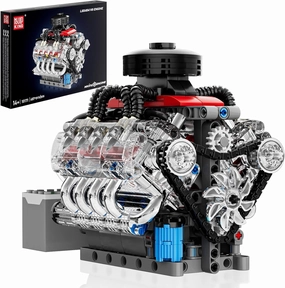 Mini V8 Engine Model Sets - 487 PCS DIY Building Toys Car Motor Kits That Runs - Gift Idea for Adults Boys Girls for Mechanic Engineering Construction