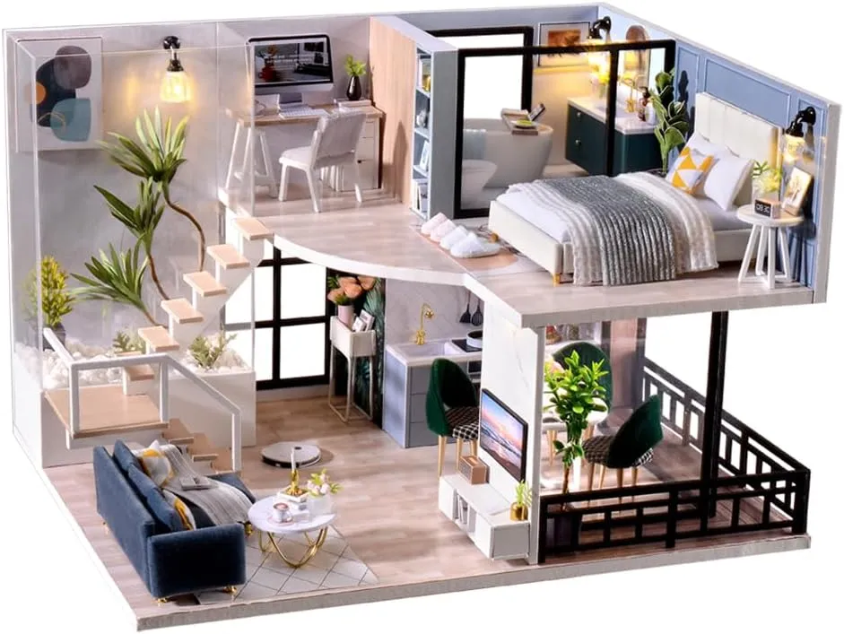 Miniature House Kit, Dollhouse Kit, Miniature Kit, DIY Mini House Building Kit for Adult Teen