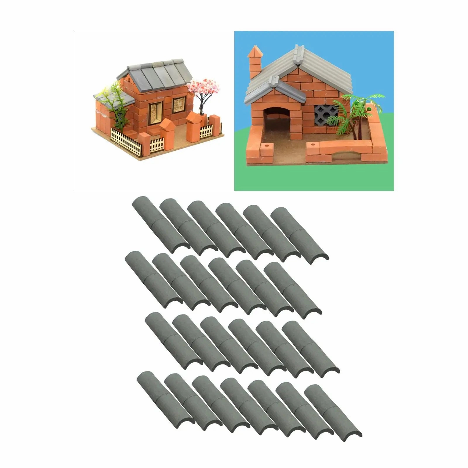 Miniature Bricks Roof Tiles 1/12 Scale Dollhouse Decor Model Building Materials Mini Blocks Realistic for Miniature Enthusiasts