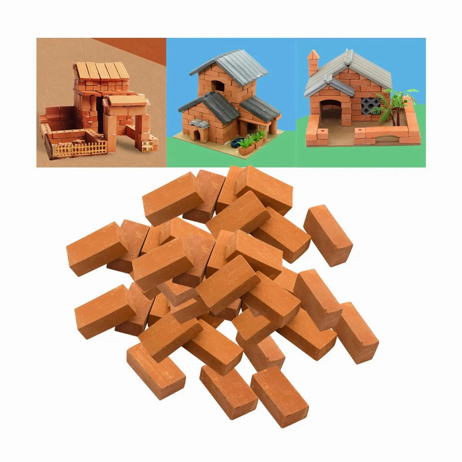 Miniature Bricks Roof Tiles 1/12 Scale Dollhouse Decor Model Building Materials Mini Blocks Realistic for Miniature Enthusiasts