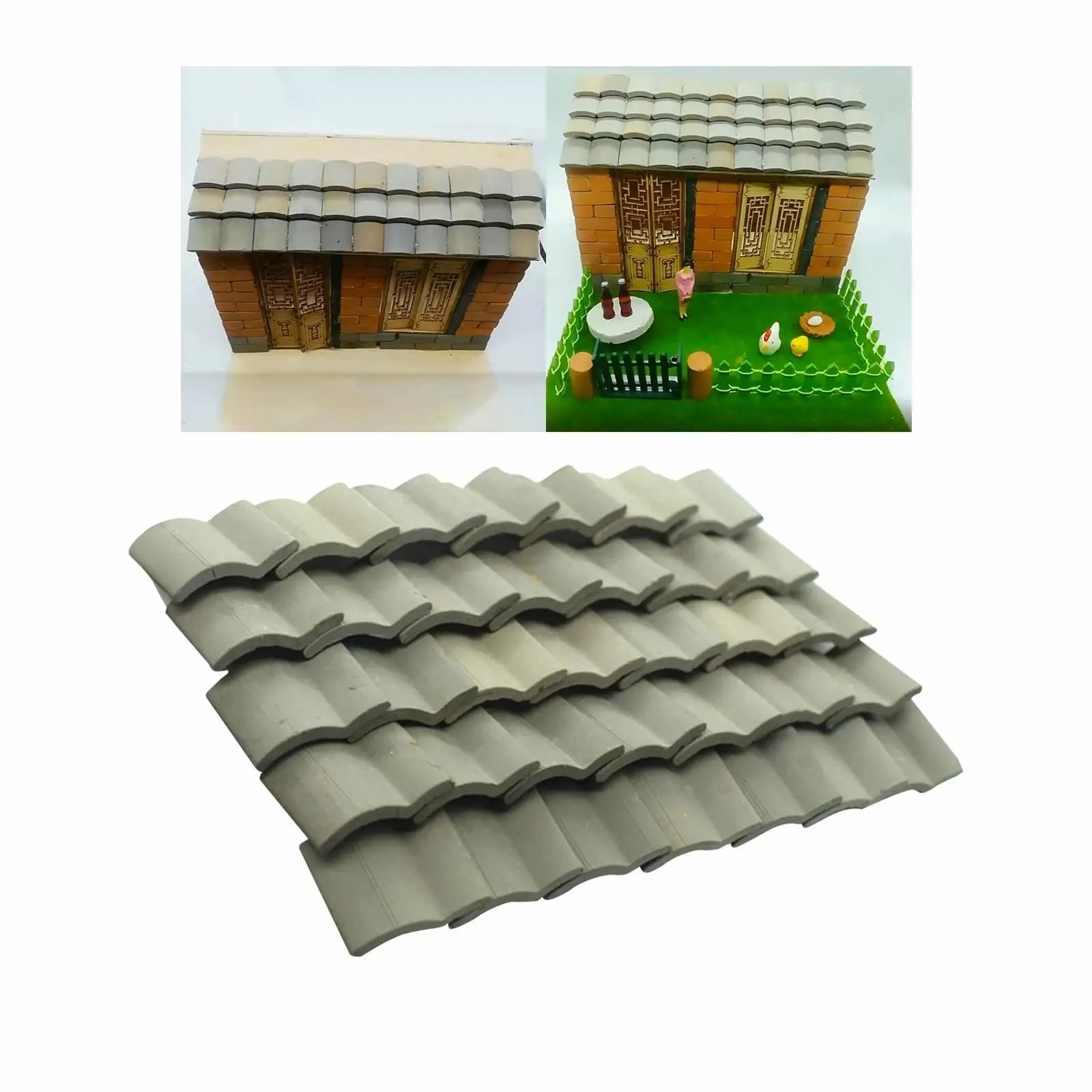 Miniature Bricks Roof Tiles 1/12 Scale Dollhouse Decor Model Building Materials Mini Blocks Realistic for Miniature Enthusiasts