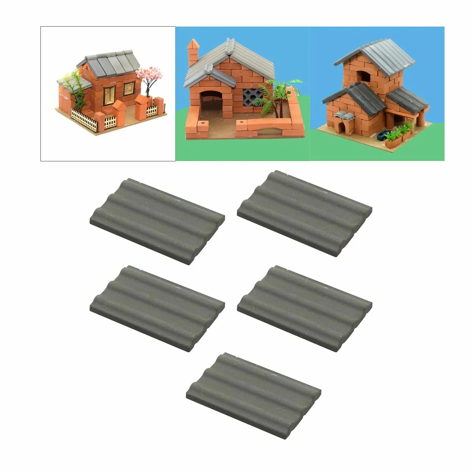 Miniature Bricks Roof Tiles 1/12 Scale Dollhouse Decor Model Building Materials Mini Blocks Realistic for Miniature Enthusiasts