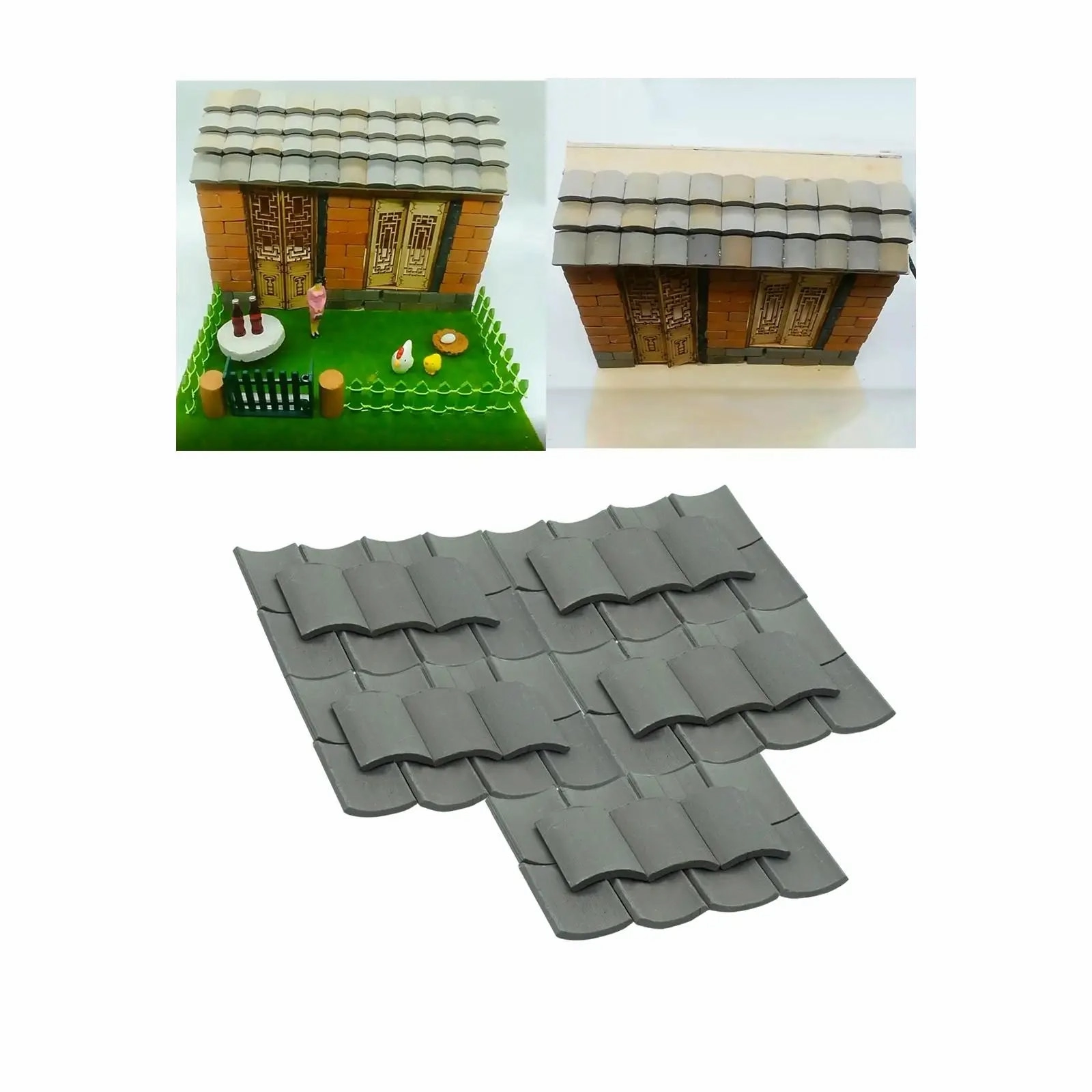 Miniature Bricks Roof Tiles 1/12 Scale Dollhouse Decor Model Building Materials Mini Blocks Realistic for Miniature Enthusiasts