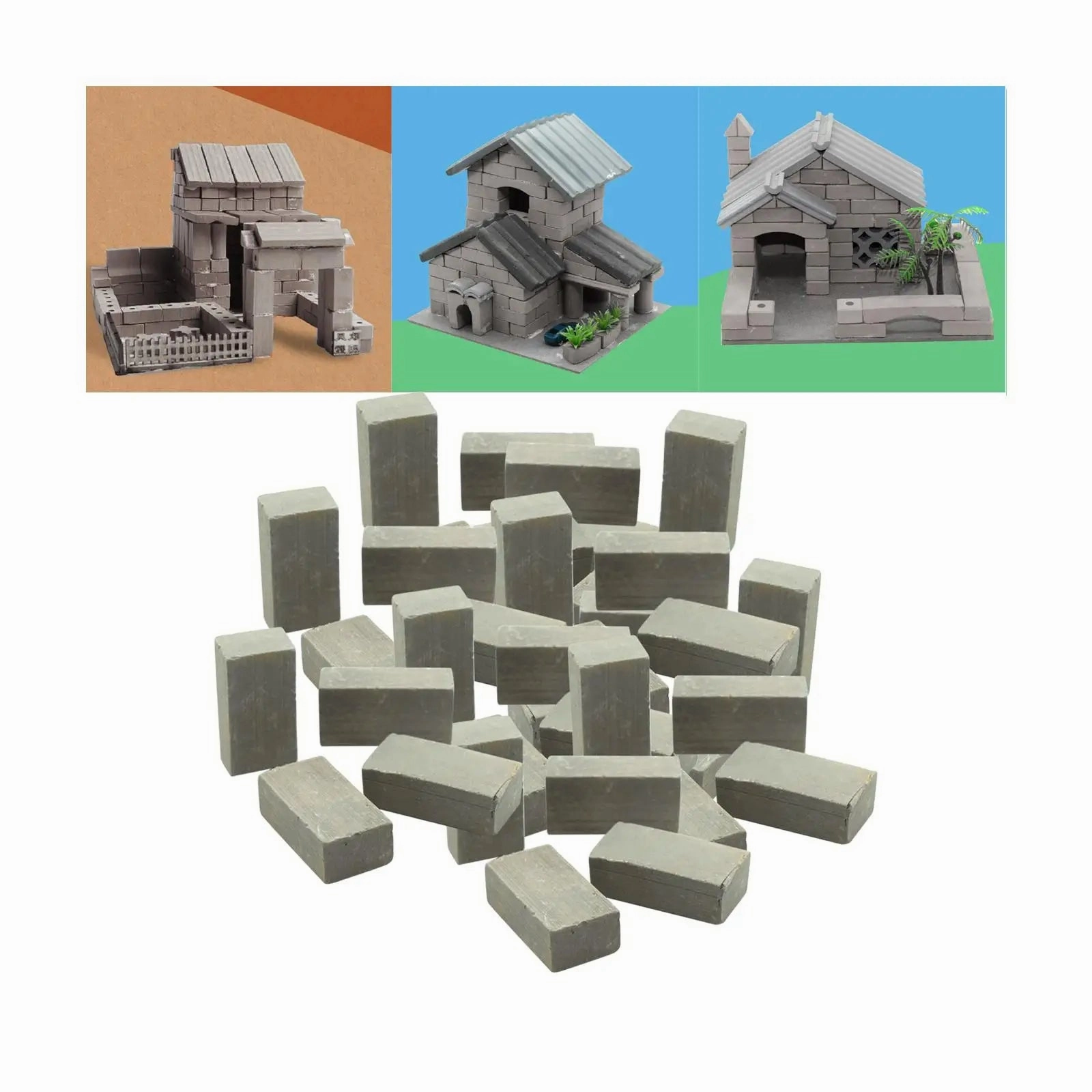 Miniature Bricks Roof Tiles 1/12 Scale Dollhouse Decor Model Building Materials Mini Blocks Realistic for Miniature Enthusiasts