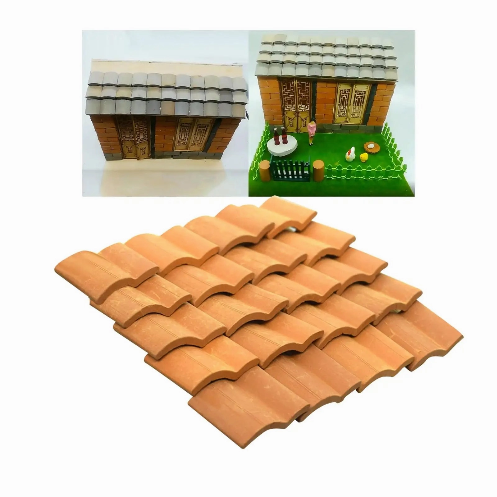 Miniature Bricks Roof Tiles 1/12 Scale Dollhouse Decor Model Building Materials Mini Blocks Realistic for Miniature Enthusiasts