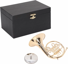 Miniature French Horn, Brass Mini French Horn Model Musical Instrument Mini Musical Instrument Miniature Replica Dollhouse Model Home Decoration
