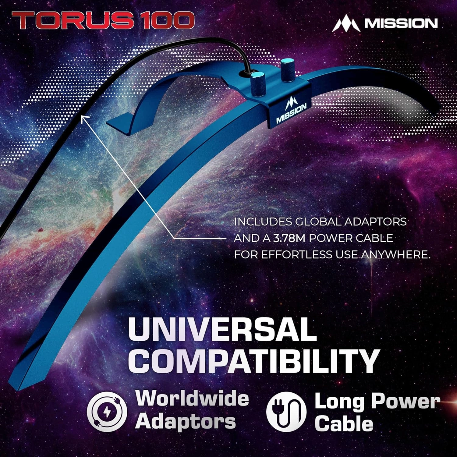 Mission Darts TOR100 Torus 100 | Dart Board LED Folding Portable Dartboard Travel Lighting System