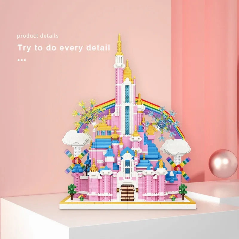 MOC 92002 Girls Princess Pink Rainbow Castle MINI Bricks Toys