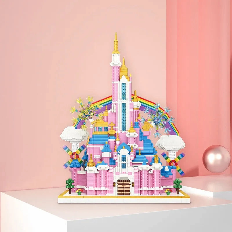 MOC 92002 Girls Princess Pink Rainbow Castle MINI Bricks Toys