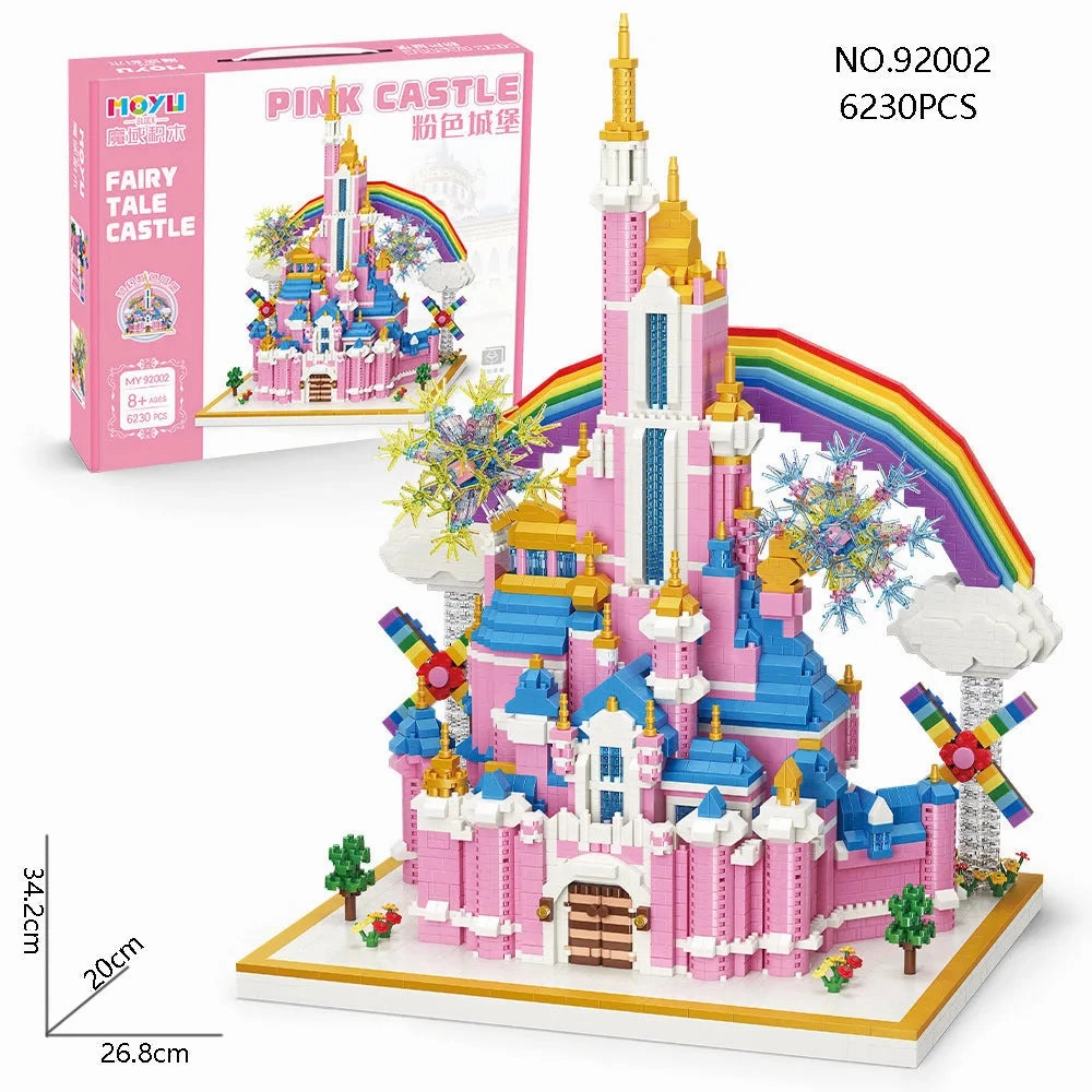 MOC 92002 Girls Princess Pink Rainbow Castle MINI Bricks Toys