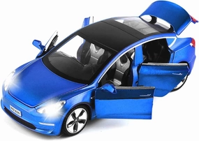 Model 3 Toy Car, 1:32 Zinc Alloy Diecast Car Toys for Kids, Pull Back Collectible Vehicle Toy Door Opening Scale Car Model with Sound and Light, Birthday Gift for Boys Girls 3  Years Old