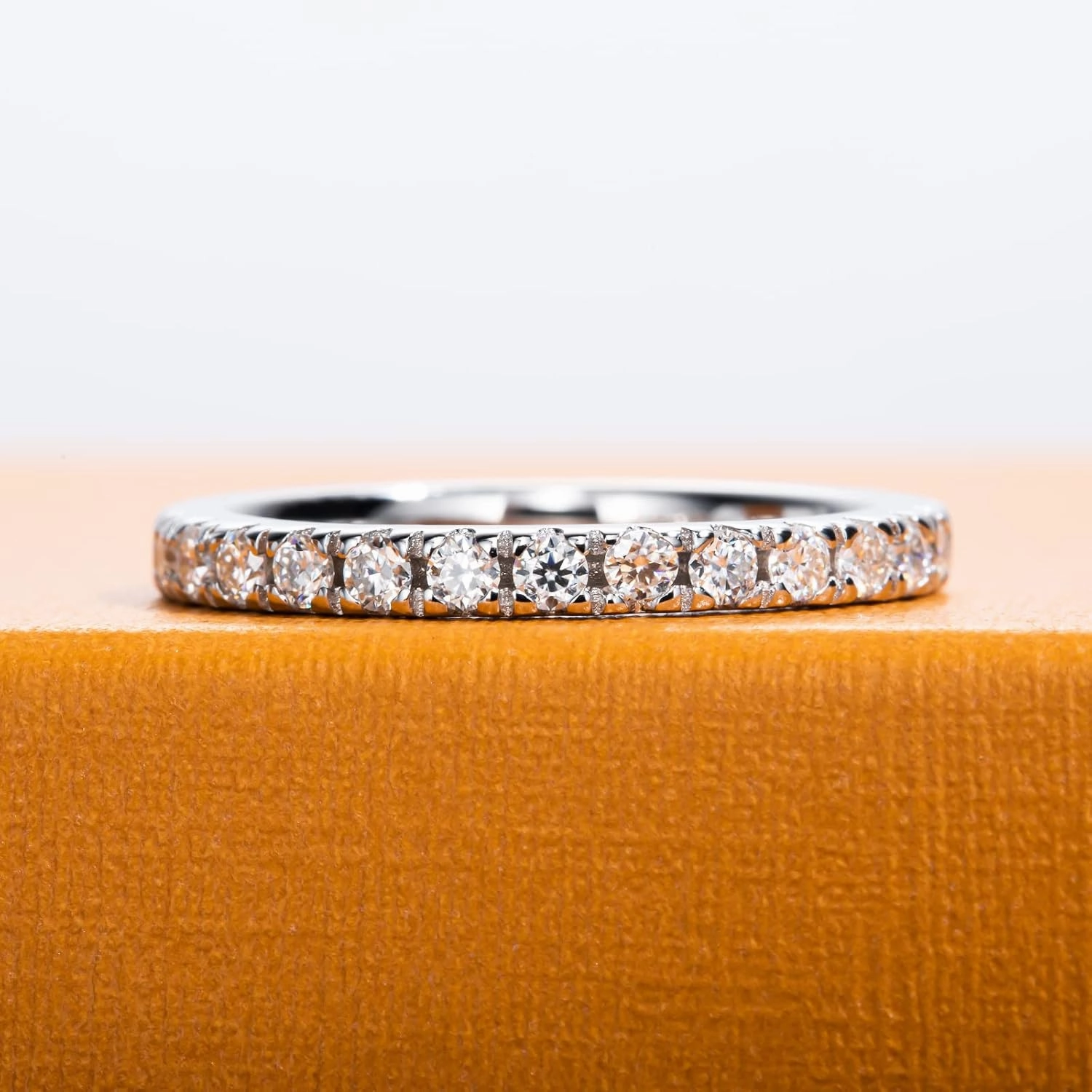 Moissanite Eternity Rings 1cttw D Color VVS1 Clarity Round Brilliant Cut S925 Sterling Silver Stackable Wedding Anniversary Bands for Women with Certificate