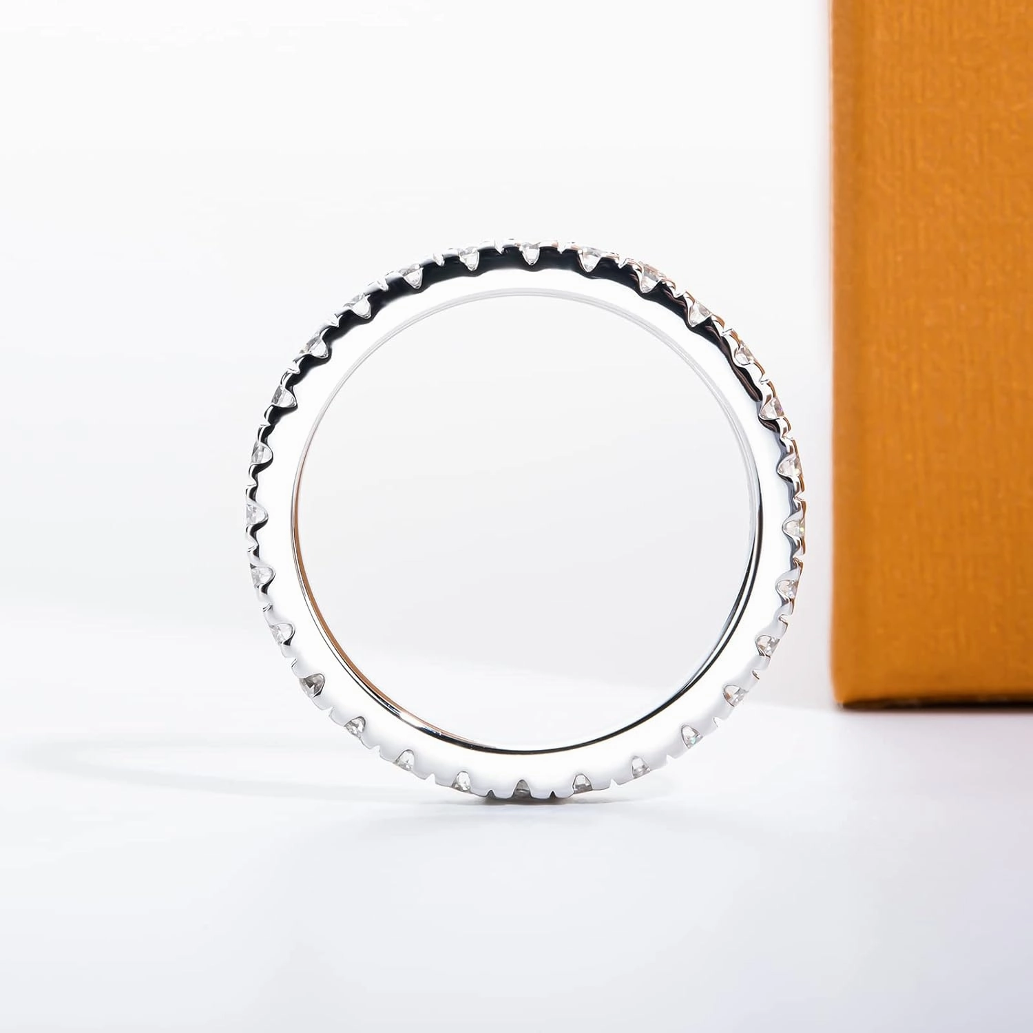 Moissanite Eternity Rings 1cttw D Color VVS1 Clarity Round Brilliant Cut S925 Sterling Silver Stackable Wedding Anniversary Bands for Women with Certificate