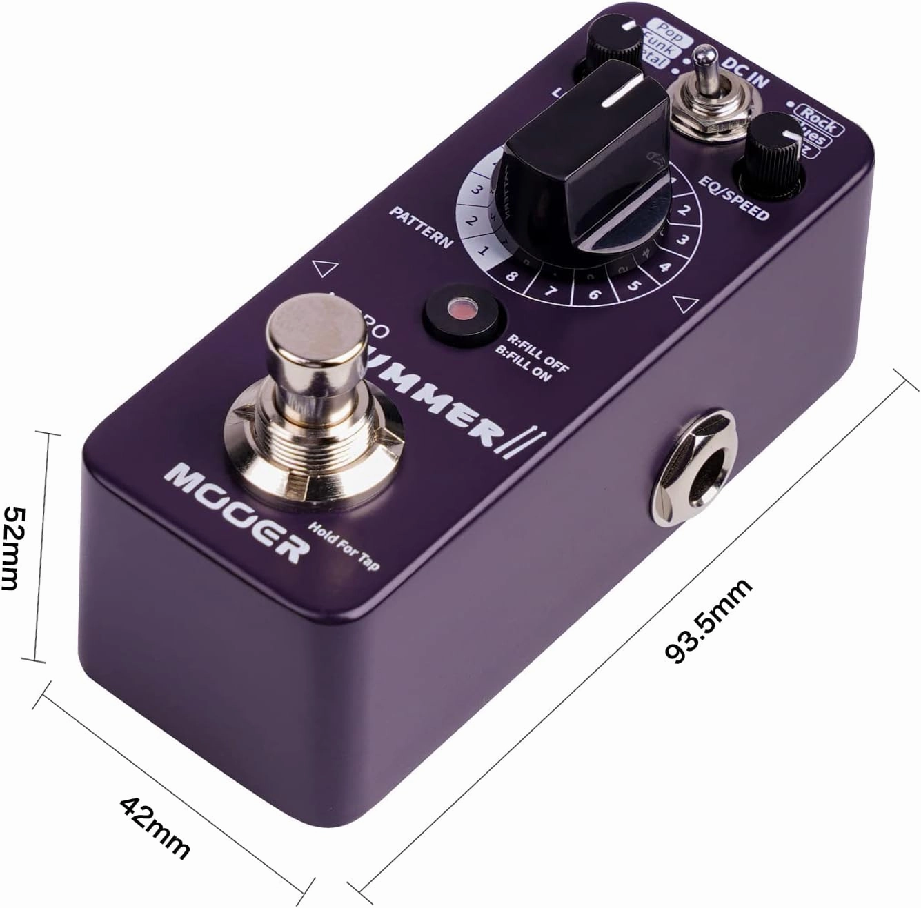 MOOER Micro Drummer II Guitar Drummer Pedal Drum Machine Effect with FILL Function, 48 Drum Grooves, and 6 Music Style Per 8 Different Rythem, With EQ, Tap Tempo for Electric Guitar