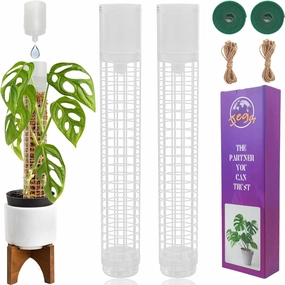 Moss Pole, Self-Watering Moss Pole for Plants Monstera, 17.4 Inch Height, Stackable Design with Monstera Plant Support - Ideal Plastic Moss Poles for Climbing Plants. (2, White)