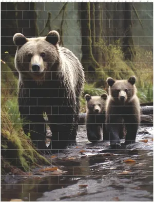 Mother Bear and Her Cubs Building Block Puzzle Personalized Building Bricks Block Puzzle Building Family Keepsake DIY Brick Block Puzzles Valentine's Day Gifts for Home Decor Brick Puzzle