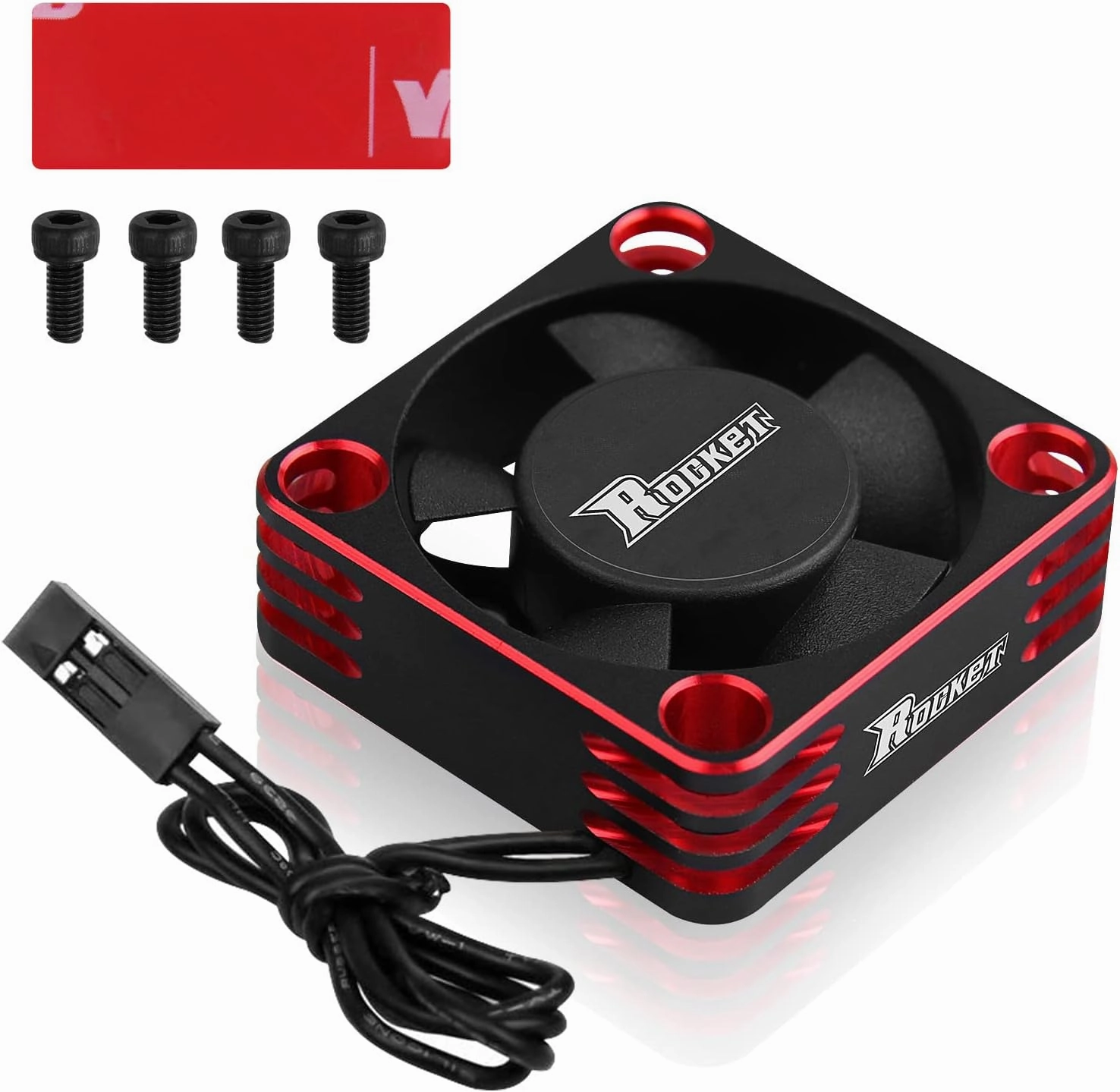 Motor Cooling Fan 30mm RC Model Heatsink 28000RPM ESC Cooling Fan for RC Car 1/8 1/10 1/12 Scale 540 550 Brushless Motor (Black Red)