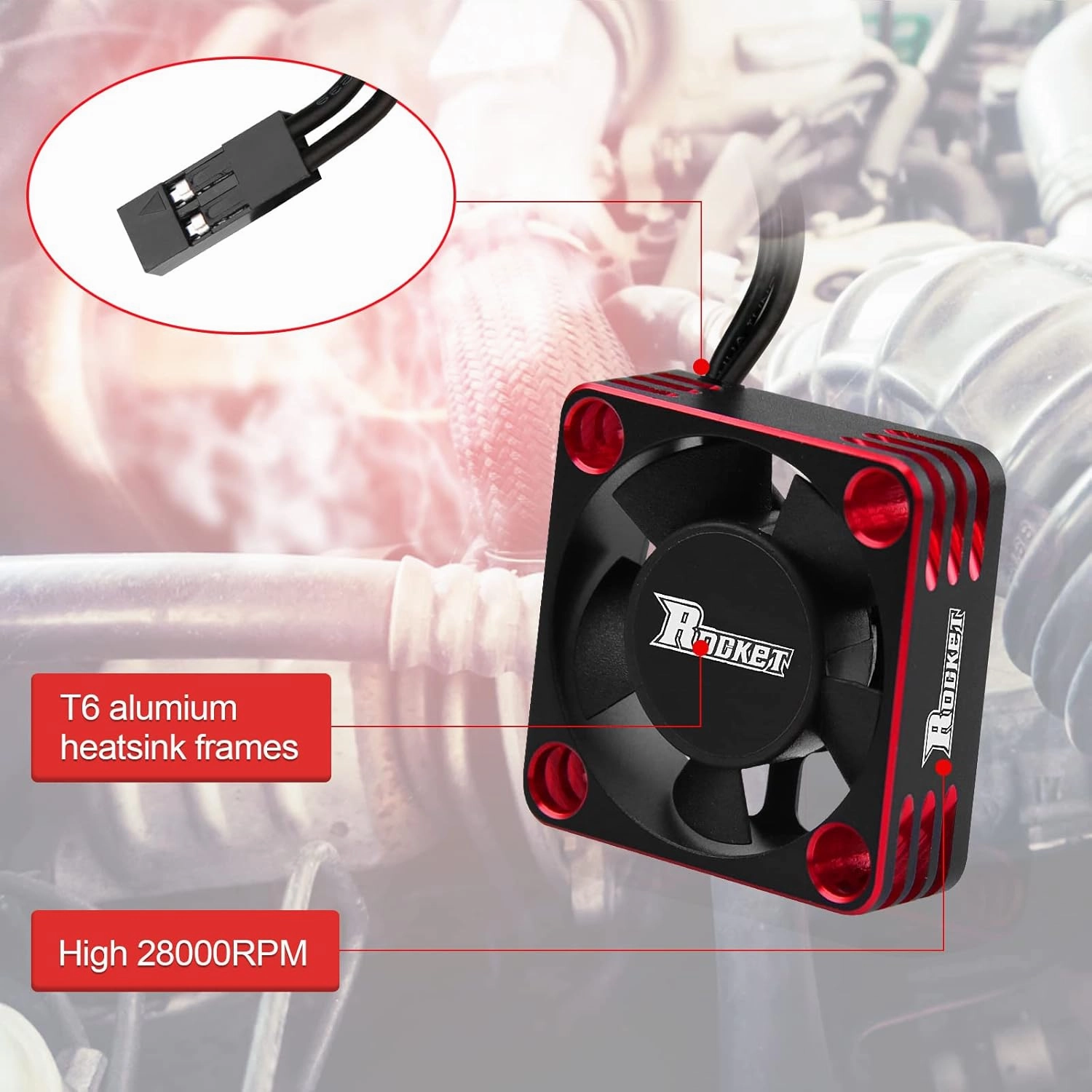 Motor Cooling Fan 30mm RC Model Heatsink 28000RPM ESC Cooling Fan for RC Car 1/8 1/10 1/12 Scale 540 550 Brushless Motor (Black Red)