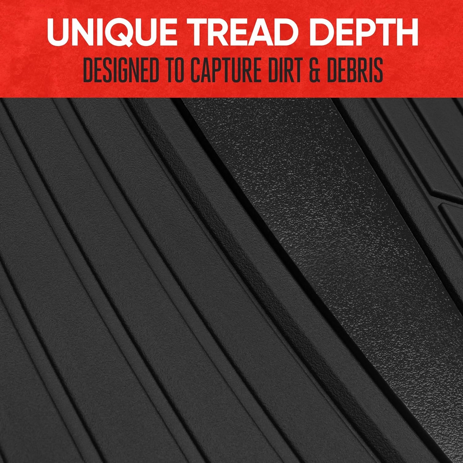 Motor Trend Rubber Car Floor Mats - Durable, All Weather Protection with Non-Slip Backing, Two Tone Accent - For Front and Rear, Black & Gloss Black