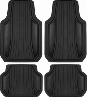 Motor Trend Rubber Car Floor Mats - Durable, All Weather Protection with Non-Slip Backing, Two Tone Accent - For Front and Rear, Black & Gloss Black