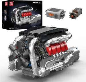 Mould King 10203 V8 Engine Model Kit That Works - Build Your Own Mini Engine Build Blocks, STEM Mechanic Engineering Construction for Boys/Kids, Car Engine Replica Set for Adult (1169 Pcs)