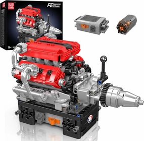 Mould King 10204 V8 Engine Model Kit That Works - DIY Car Engine Replica Build Blocks Set for Boys, Build Your Own Mini Engine Toys for Display, STEM Project for Kids (750 Pcs)